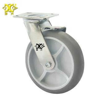 工厂重型寸PR边刹轮间车设备静音8轮子工业617脚轮定T向轮万向轮