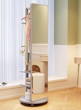穿衣镜全身镜落地试衣镜仪帽架衣一体镜子实木挂衣架易玄OCD关容