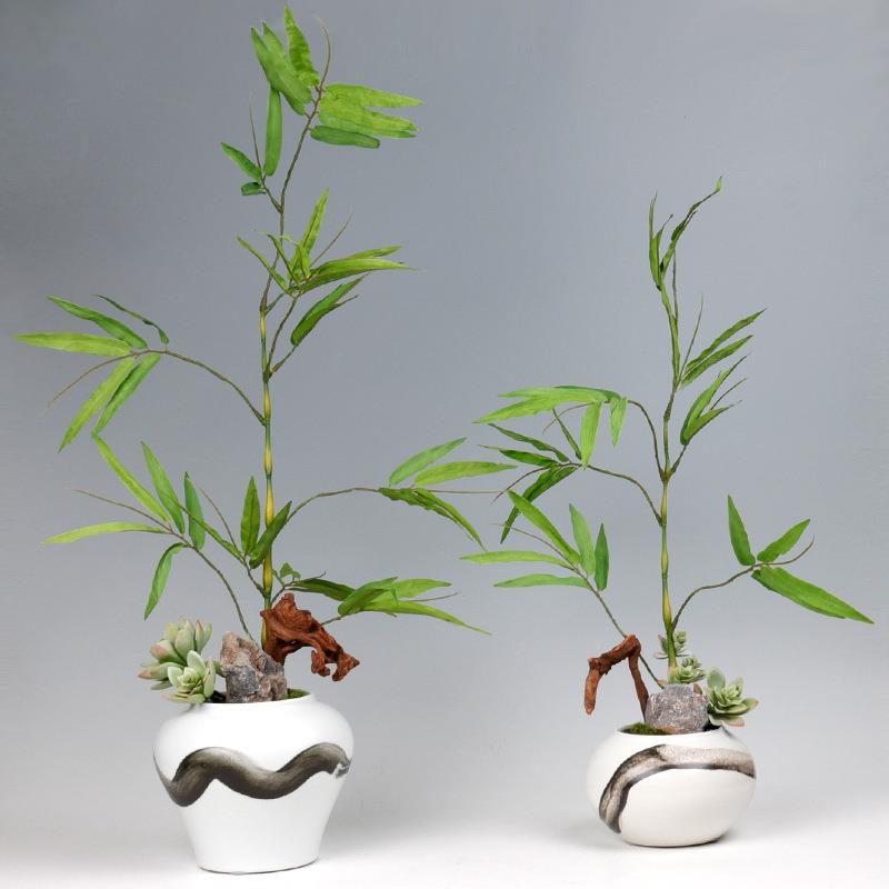 新中式仿真864花件室软装陶瓷盆景款客内厅茶具玄关家居软摆装饰