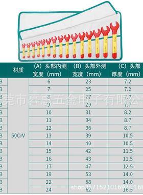 15件套装1000V耐高压绝手缘口板卷带组653呆扳手P8K-开211M宝工