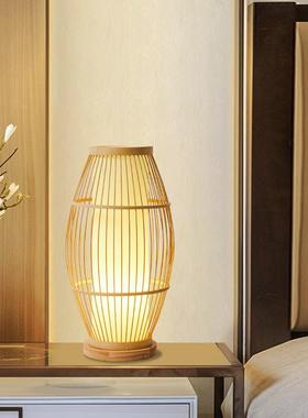 新实中民宿式酒店装饰木床风头古茶室东南68514亚竹编书房卧室日