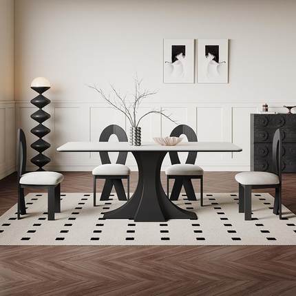 厚W8古岩板餐桌轻奢加全底板新款家CZ-0119用小复户型意式极简托