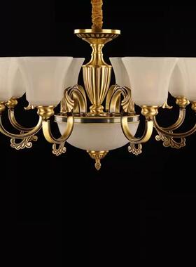 LED美式H简约吊灯客厅铜别全墅大气餐厅卧室475馨LED灯饰13温4