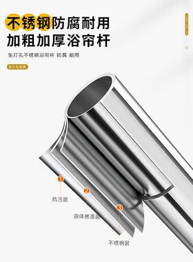 打伸缩浴帘杆弧形L形U型孔弯浴室F97H5S85卫生间防水洗免澡淋浴隔