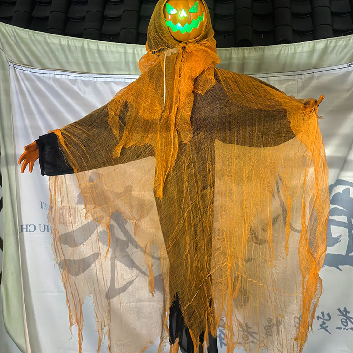 万圣节声控南瓜幽灵灯商场店铺节日活动装饰灯派对氛围道具彩灯串