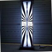 发廊店灯箱落玻地理发挂墙加亮LED双筒美发JPY转店灯璃美发两用转