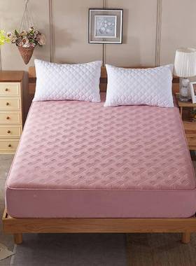 全棉纯色约厚单双人水洗防脏床垫保简64078护套可纯棉加绗缝夹棉