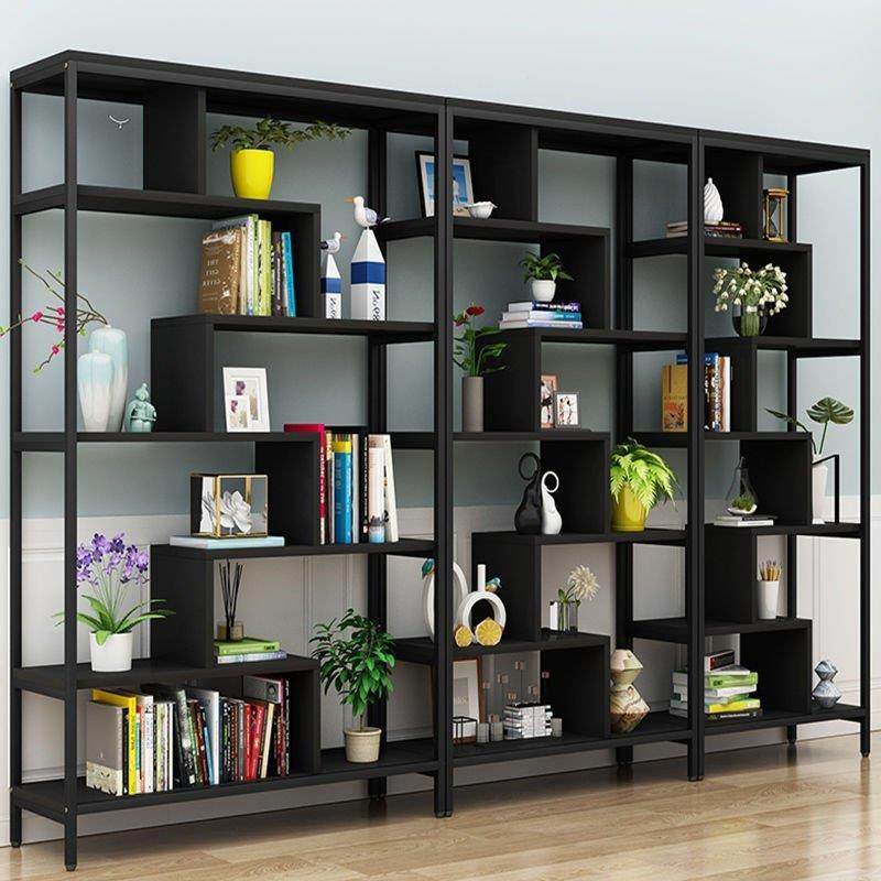 书架落简约收客厅柜办公室铁艺货架储见详情纳物隔断屏风简地易置