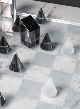 现代轻简奢约水晶砂盘棋摆件样板57239间售楼处磨书玄关房飘窗饰