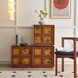 客香LAQ纱实木卧室床头柜云发边柜新款家用厅轻奢中古沙色复古黑