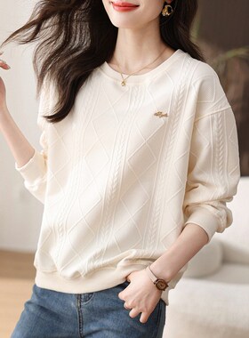 九月墨陌肌理感卫衣2024年秋季新款百搭休闲小众高级浮雕感上衣女