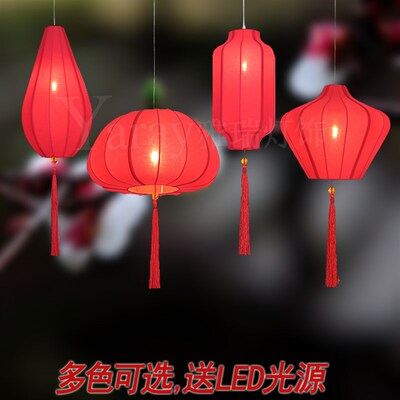 中式布艺饭厅吊灯火锅店茶楼客栈走廊过道创意中国风仿古组合灯笼