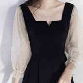 伴娘裙晚礼服女2021新款 宴会气质赫本黑连衣裙平时可穿高端轻奢