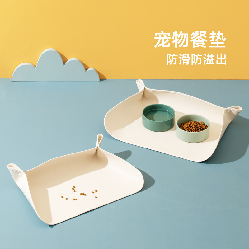 防洒餐垫宠物猫咪碗垫防水防油PU皮革猫碗狗碗 防滑垫大小号餐垫图片
