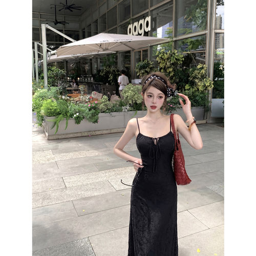 度假风复古提花吊带洋装