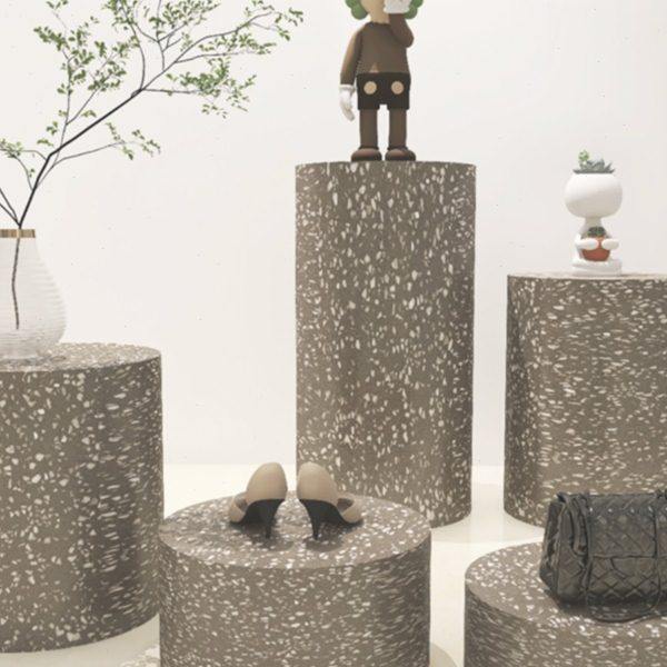 定制网红地台圆形水磨石模特底座展示台几何流水直播站白灰色地台,商业/办公家具,展示地台/底座,淘宝优惠券,粉丝福利购,淘宝优惠卷