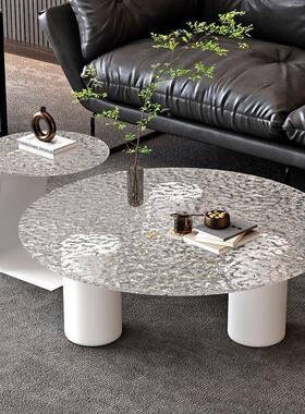 户民宿10961现代简客厅家用轻奢圆形玻璃岩板意式小型几边几约茶