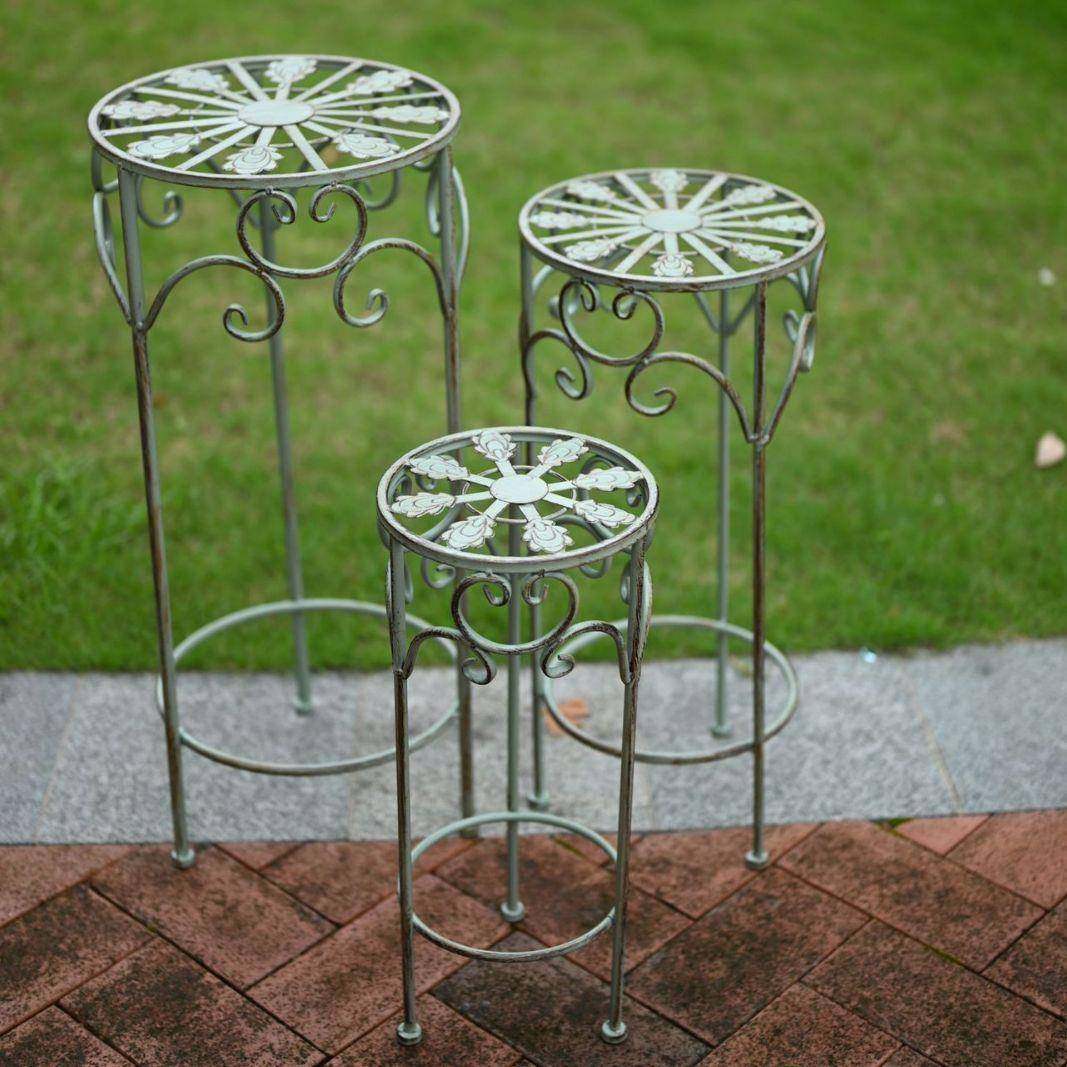 IMJ现代简园套约三高庭脚圆形花凳户外阳台花院绿萝盆栽铁艺花架