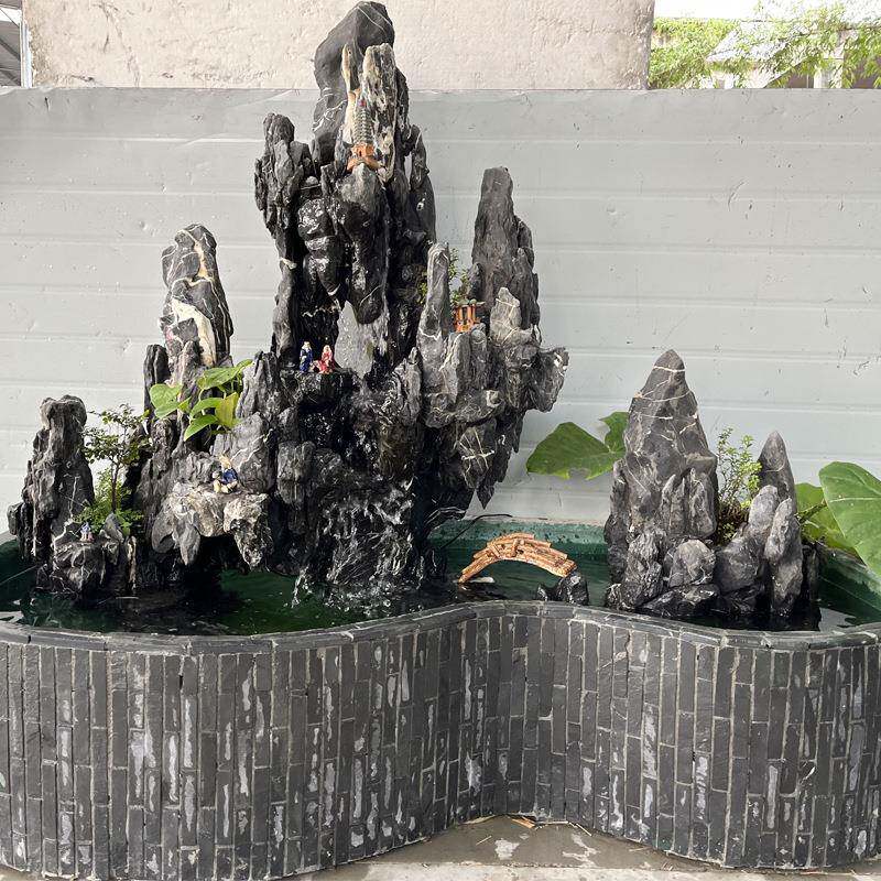 石青龙石叠园林造景天然假山石ZDR庭造院英鱼池流水假山石园林绿