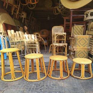 云南工制手家藤编凳圆凳凳矮凳竹凳跳舞圆凳子居喝茶高实98284新