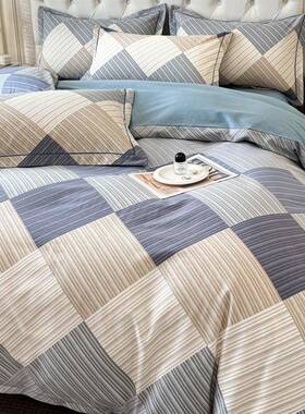 全简约新款棉四件30964套纯棉加厚磨毛轻奢高档印花床被套床笠款