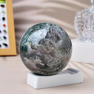 天玛然水瑙水晶球摆件苔藓瑙球原石水草玛瑙打磨水晶球家居草办公