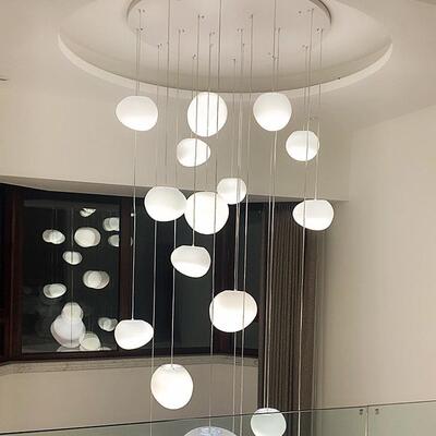 楼复楼梯大吊灯式现代轻奢别墅SRU创意客厅灯酒店大堂售部loft楼