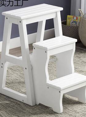 实木梯凳二步三家高用折叠厅室内54229多功能客登梯子凳楼梯椅加