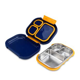 悠悦7215三格分格便生当盒不拆锈钢盒保温饭套装布袋儿童学午餐盒