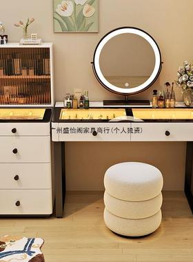 奶油9622风主卧实木全景氛现围灯梳台代简全约化妆桌斗柜收纳一妆