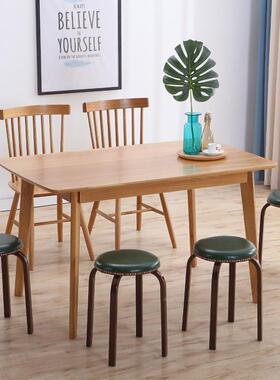 美式古铁艺凳复BEH子家高凳简约现代皮板革椅餐桌凳可叠放欧式用