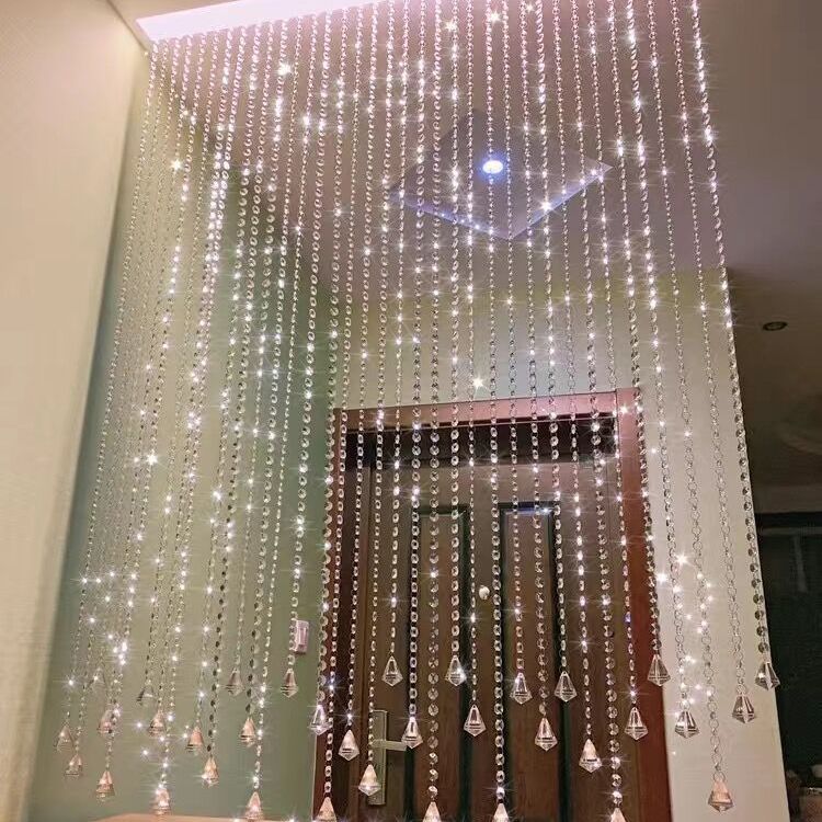 水晶珠帘隔断帘卧室客餐厅卫生间玄关装饰欧式阳台半门帘子免打孔