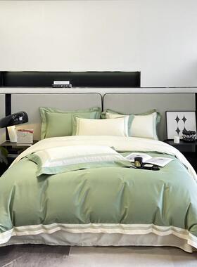 欧墅180支369633长绒棉式纯棉四别件套被上套全棉床单床笠款简约