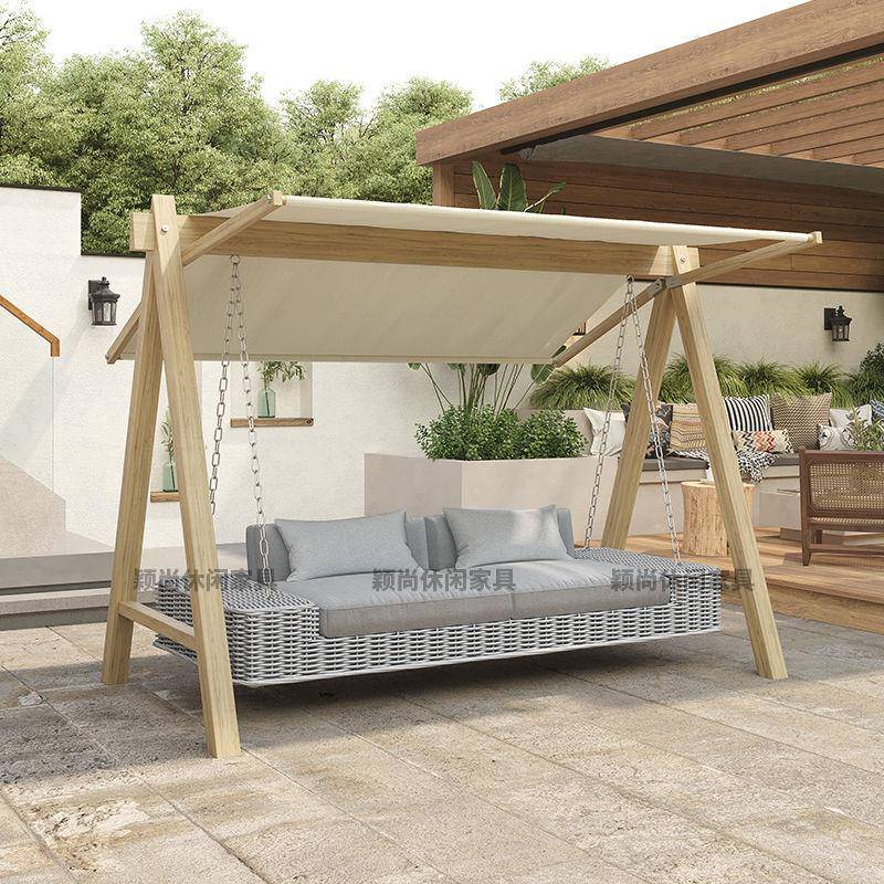 户外床秋千庭院吊花园懒人双吊人摇椅室外露露台家AIQ用天阳台椅