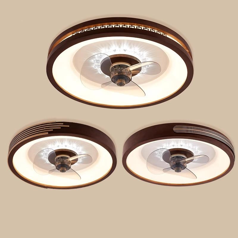 卧0室2风扇灯中式实木超薄吸顶风扇灯22101年新款房间灯餐厅静音