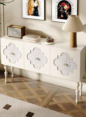 法式轻奢餐边柜欧式子客厅复白古网玄关MNM柜柜色电视柜贝壳美红