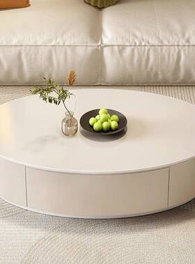 ht奶油风岩板软包KUI茶n几客厅家用红现新代简约款轻网奢椭圆茶几