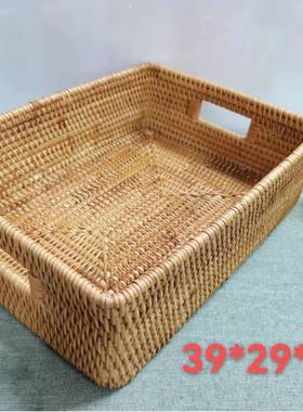 藤编收纳长方提口家居方形收纳面整筐理形筐桌储物筐房间茶几用品