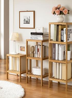 架木落地置物架实客厅简约现代竹木家具家用层多书收70055纳架储