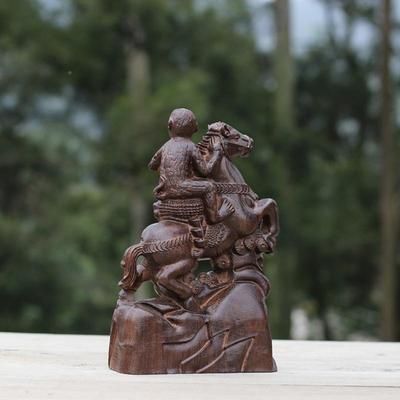 南沉香木木雕XQU摆件越生肖马上封艺侯木质客厅办公桌工品摆件