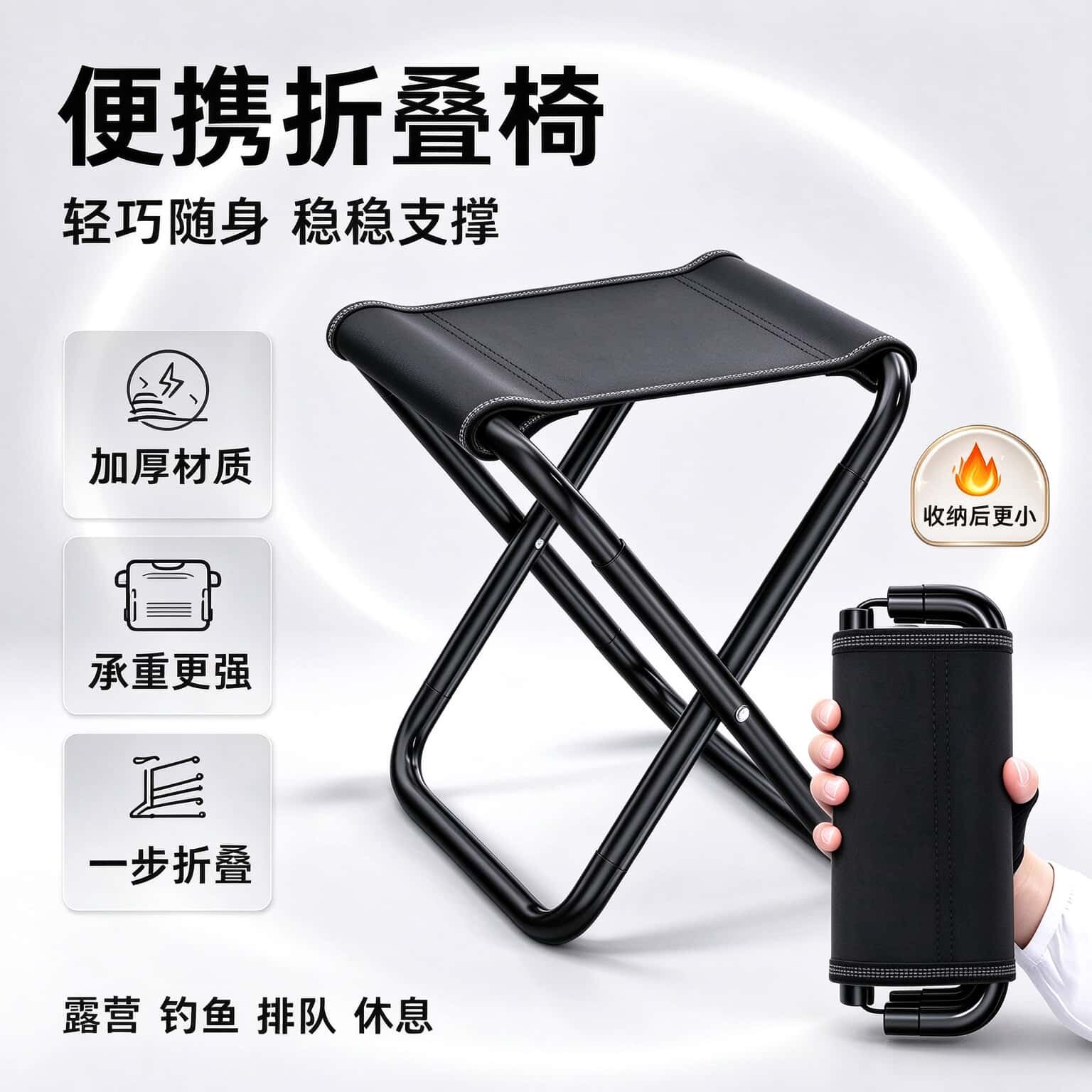 汽车车载折叠凳便携式钓鱼椅小马扎凳子露营折叠椅野营小板凳庭院