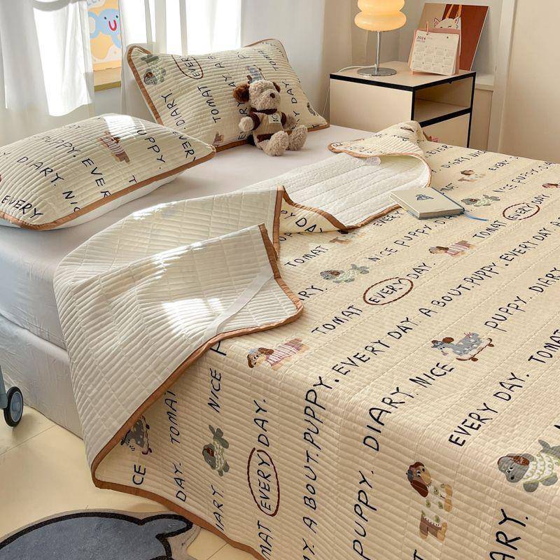 纯棉床单件盖全棉榻米专榻用缝三层JIT加厚床单床罩三件套四季绗