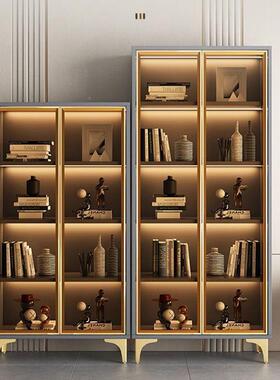 款实木书柜玻门客璃厅一体靠墙置物新柜带OUX酒柜家用落地书柜展