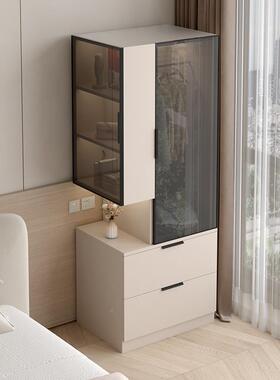 实木边衣柜一体储物柜家用室易转角小户卧型简单人窄TIV床柜衣橱