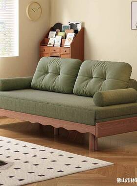 新款白蜡木沙床发拉QUD床客厅推书房抽拉午睡床简约卧木室全实沙