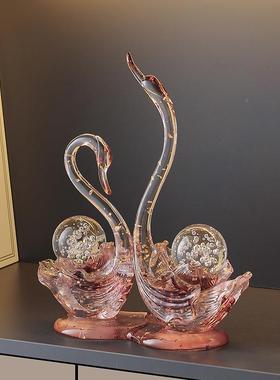 高颜值晶球情酒侣天鹅摆件水现代轻奢家居柜玄关客厅电视723T柜装