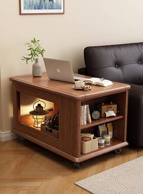 A8L沙木带轮边几发边几柜侧边柜家XWE用小推车茶可移动茶台客实厅