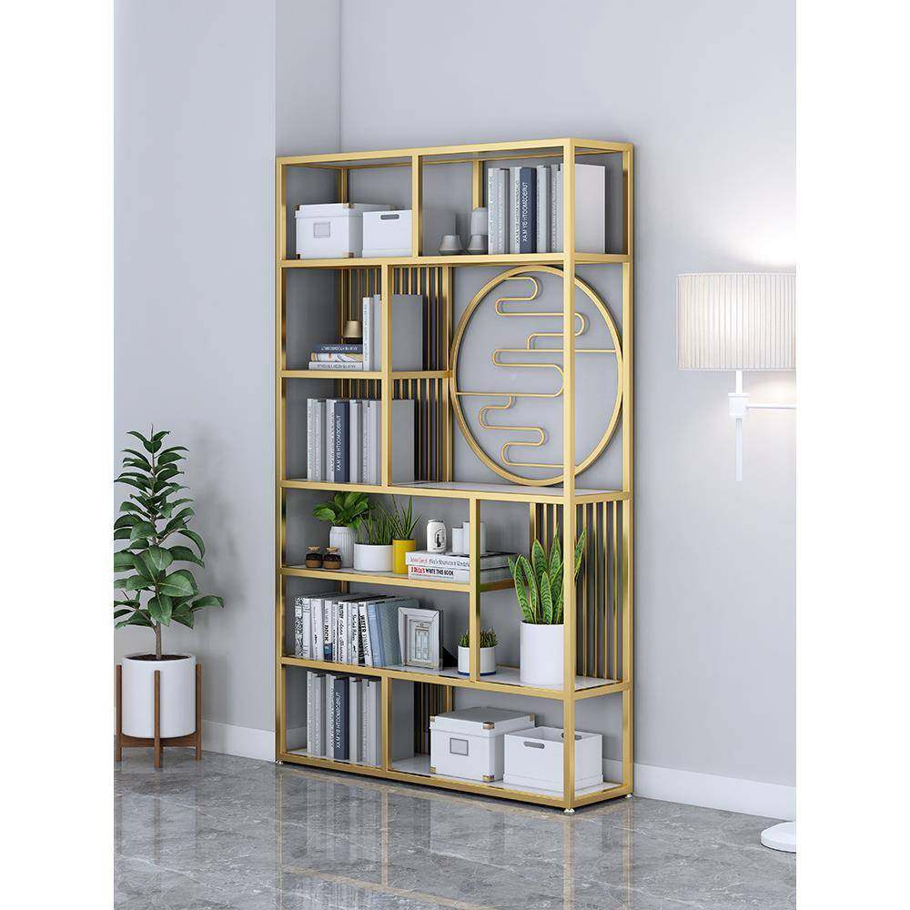 书架置物架创意轻奢书柜客地厅简收现代金属落免打纳约孔展示KC-6