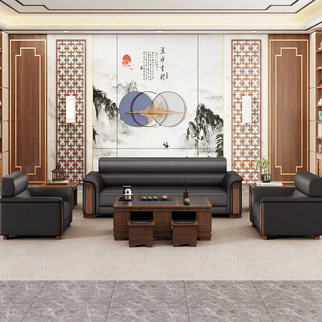 现代简约办公接待沙发茶几套装