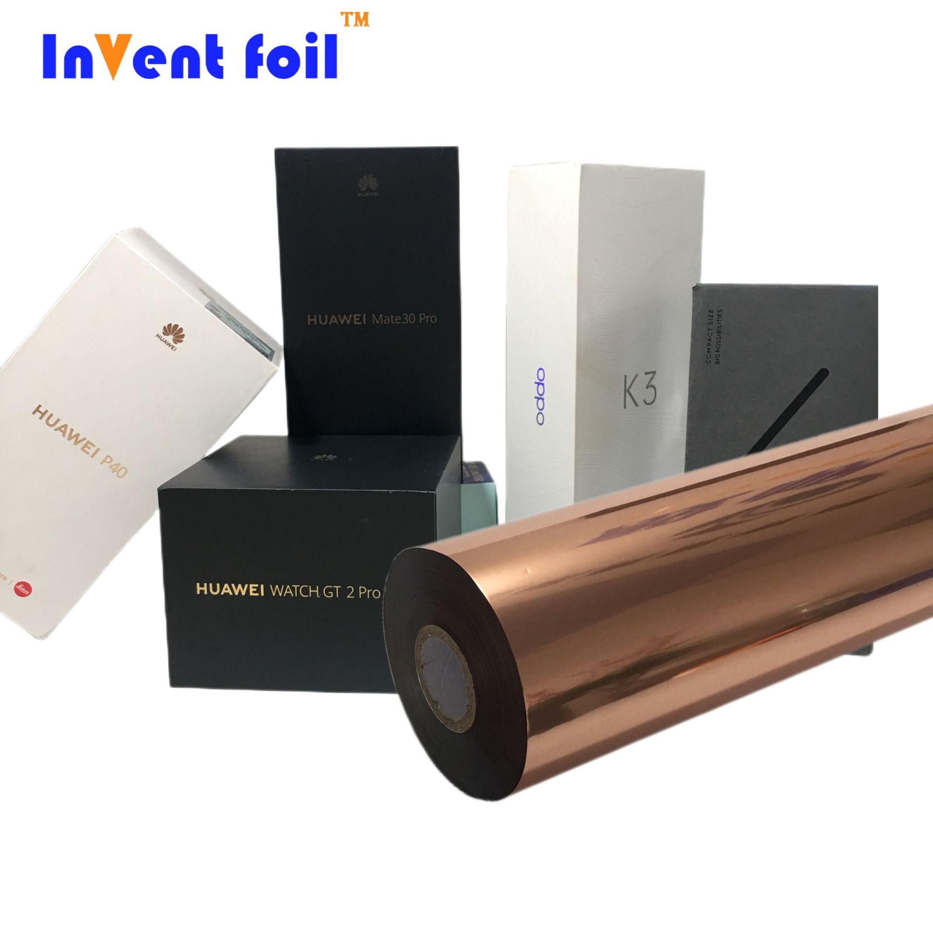 INVENTFOIL哑玫瑰金烫金膜防刮花油不飞金电化铝烫金纸UV防刮花